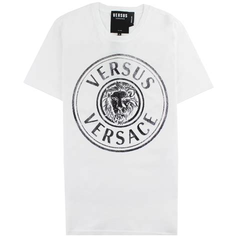 versus versace white diamanté lion t-shirt|Versace Versus Medallion Logo Tshirt .